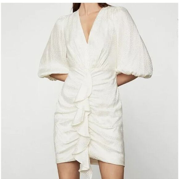 NWT BCBG Passion White Dot Ruffle Bodycon - Picture 5 of 7